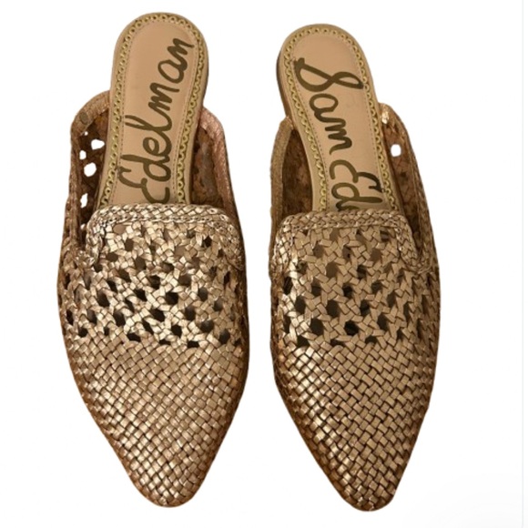 Sam Edelman Natalya Rose Gold Woven Leather Mules 9.5 - Picture 3 of 7